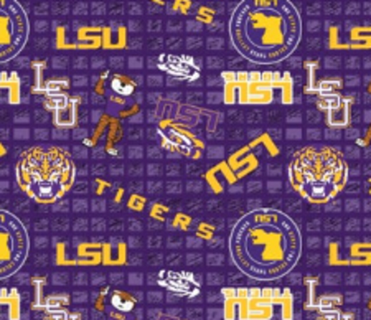NCAA Louisiana State University Allover 108" Wideback Cotton Fabric by the Yard